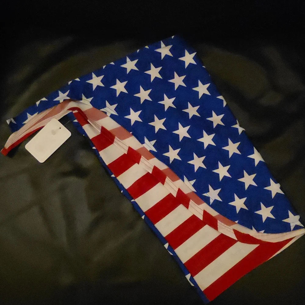 Sexy American Flag Swimsuit Triangle Top And Thong With Coverup 3 Piece - Picture 8 of 11